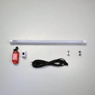 Lumière LED pour armoire de commande 185V-265V, avec T5-Tubes à LED avec fin de course de la porte, compris, non assemblées, 8Watt, longeur 450mm, câbles de connexion 2m, fiche CH, incl. aimant de montage (Clips)