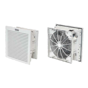 Ventilateur à filtre ATV5400, 550m³/h, 230VAC, RAL7035, 325x325x140mm. Decoupe 291x291mm