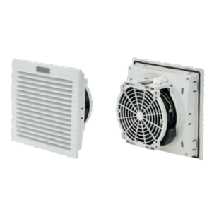 Ventilateur à filtre ATV4348, 255m³/h, 48VDC, RAL7035, IP54, dim.: 250x250x128mm, decoupe: 224x224mm