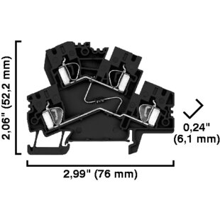 Doppelstockklemme, Federkraft, 4.0mm², schwarz, mit Diode zwischen den Ebenen, Sperrspannung