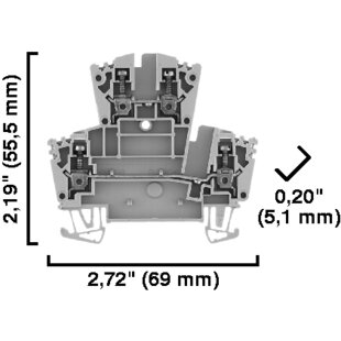 Borne à double-étage, 2.5mm², gris, largeur=5.1mm