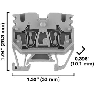 Mini borne de passage, à ressort, 4 connexions, 2.5mm², gris