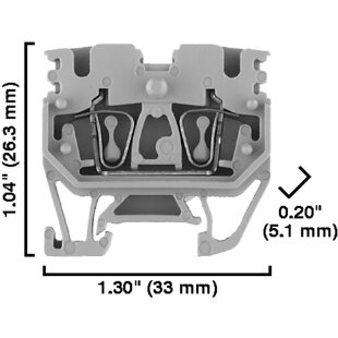Mini borne de passage, à ressort, 2.5mm², gris