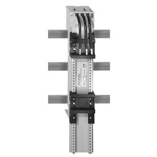 ISO Adaptateur de montage de barres conductrices 141A-S, système de barres 60mm, pas d'indication d'ampérage, 63mm de largeur, 260mm de longueur, 1 rail de fixation, raccordement par fil en haut