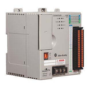 API série CompactLogix 5370, module CPU, mémoire : 1MB, Digital 16x IN, 16x Digital OUT, 4x Highspeed IN et OUT, 4x Analog IN et 2x Analog OUT, max. 4 axes, extensible (max. 4 modules), interfaces : port USB, emplacement pour carte SD, port EtherNet/IP