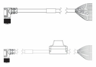 Zubehör zu F430/V430, Kabelsatz rechtwinklig nach unten M12, 12-polige Buchse (anschraubbar) mit offenene Enden, 5m